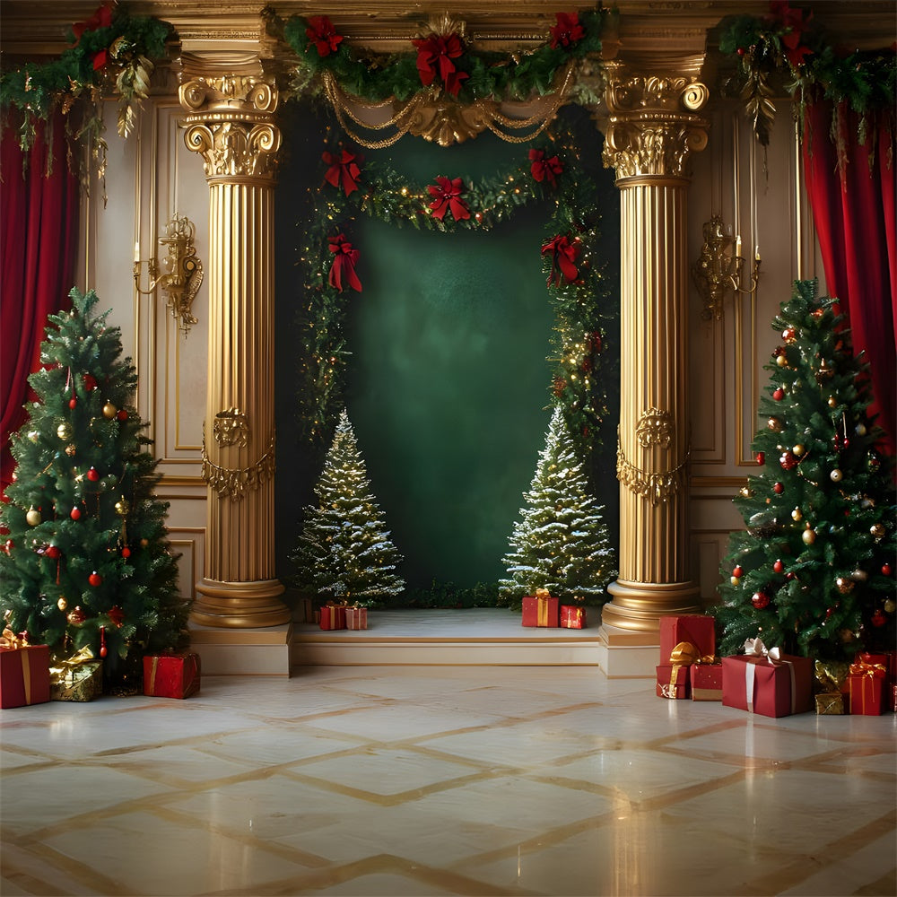 Christmas Mansion Room Gold Retro Wall Backdrop RR9-47