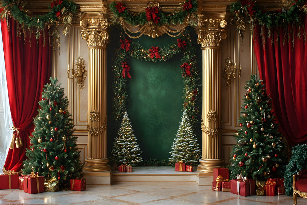 Christmas Mansion Room Gold Retro Wall Backdrop RR9-47