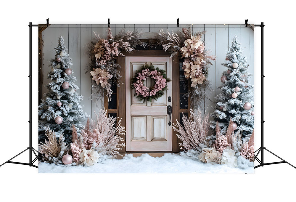 Christmas Decorated Door Wall Wreath Trees Backdrop RR9-48