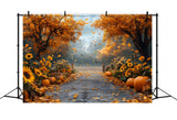 Fall Maple Forest Sunflower Pumpkin Backdrop RR9-5