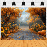 Fall Maple Forest Sunflower Pumpkin Backdrop RR9-5