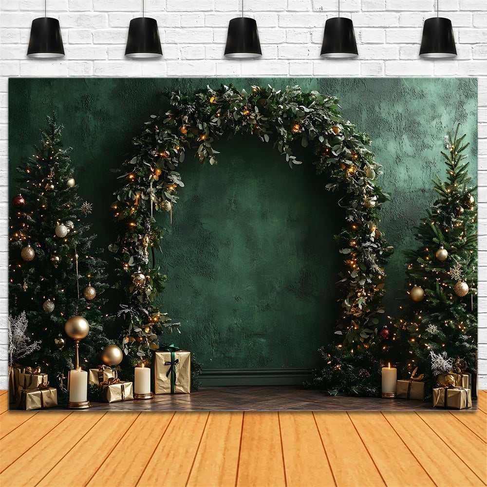 Christmas Green Retro Wall Garland Backdrop RR9-51