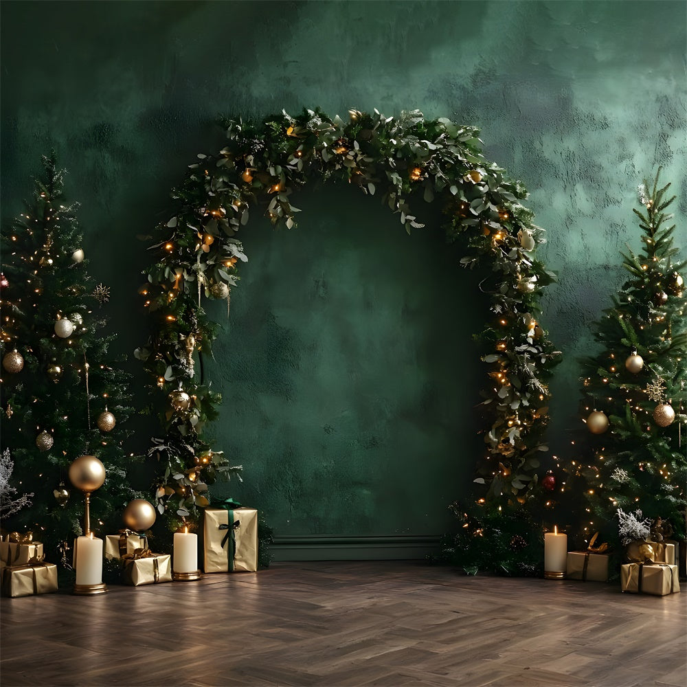 Christmas Green Retro Wall Garland Backdrop RR9-51