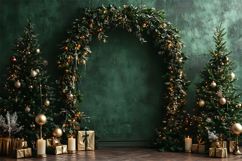 Christmas Green Retro Wall Garland Backdrop RR9-51