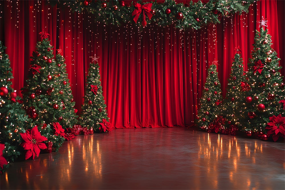 Christmas Trees Stage Curtain Photography Backdrop RR9-53