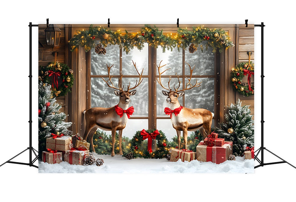 Christmas Window Garland Wreath Reindeer Backdrop RR9-60