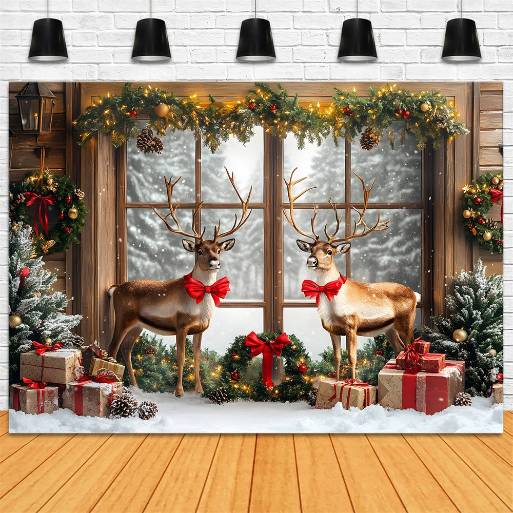 Christmas Window Garland Wreath Reindeer Backdrop RR9-60