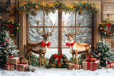 Christmas Window Garland Wreath Reindeer Backdrop RR9-60