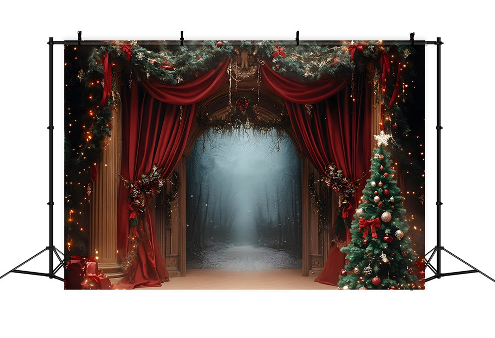 Christmas Outdoor Misty Night Forest Backdrop RR9-64