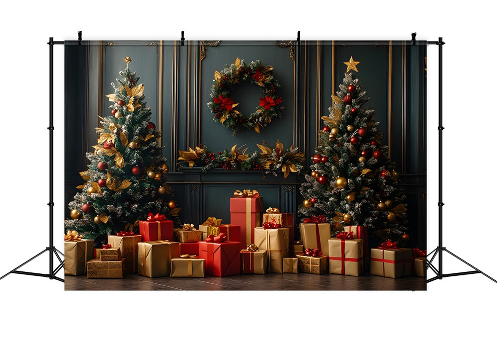 Christmas Vintage Wall Wreath Gift Boxes Backdrop RR9-69