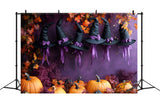 Halloween Hat Pumpkin Purple Wall Backdrop RR9-81