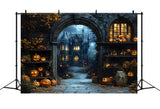 Halloween Night Glowing Pumpkin Lanterns Backdrop RR9-83