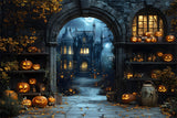 Halloween Night Glowing Pumpkin Lanterns Backdrop RR9-83