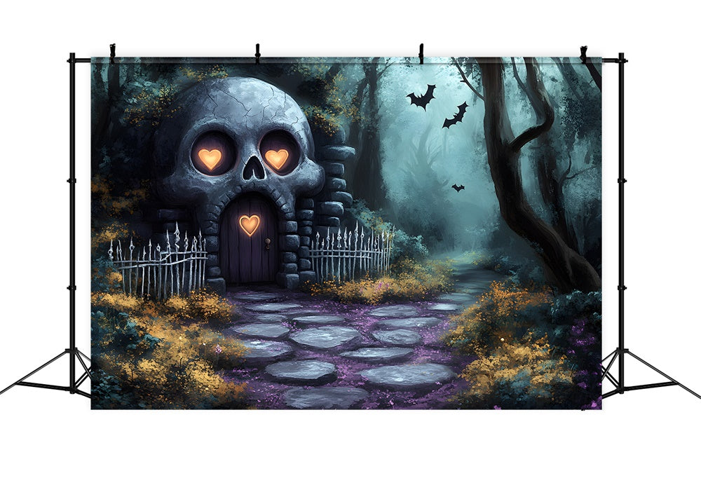 Halloween Skeleton House Scary Forest Backdrop RR9-84