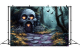 Halloween Skeleton House Scary Forest Backdrop RR9-84