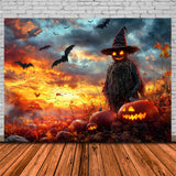 Halloween Pumpkin Field Evil Scarecrow Backdrop RR9-88