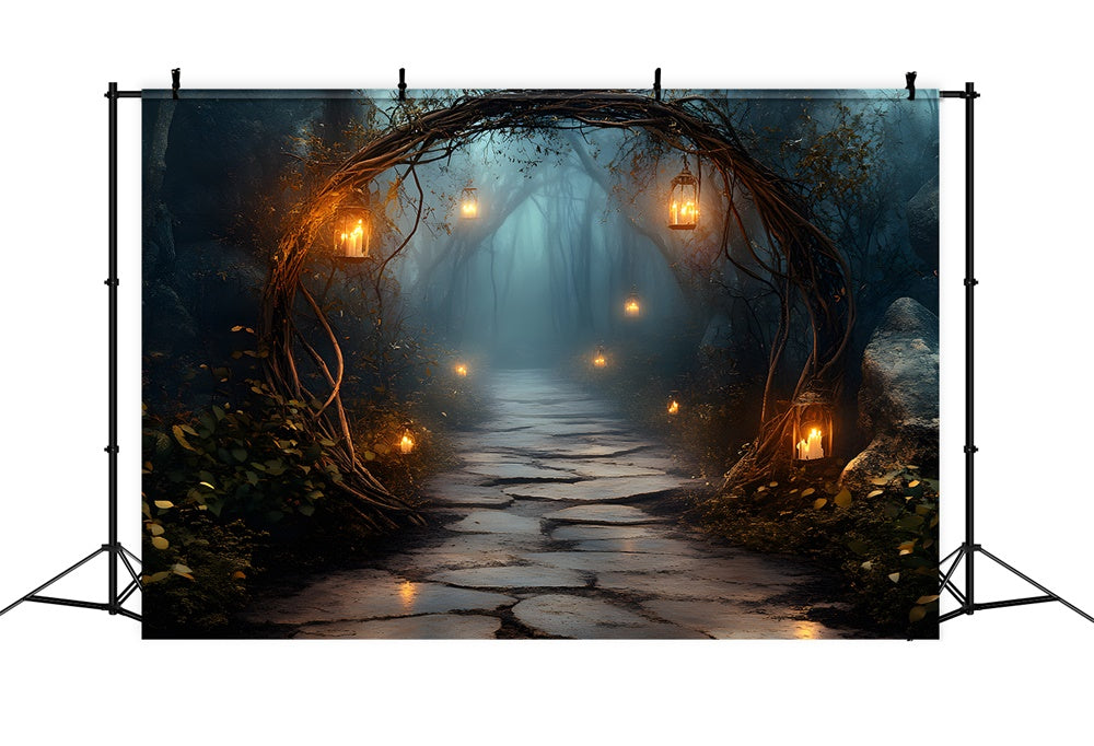 Halloween Night Mysterious Forest Entrance Backdrop RR9-90