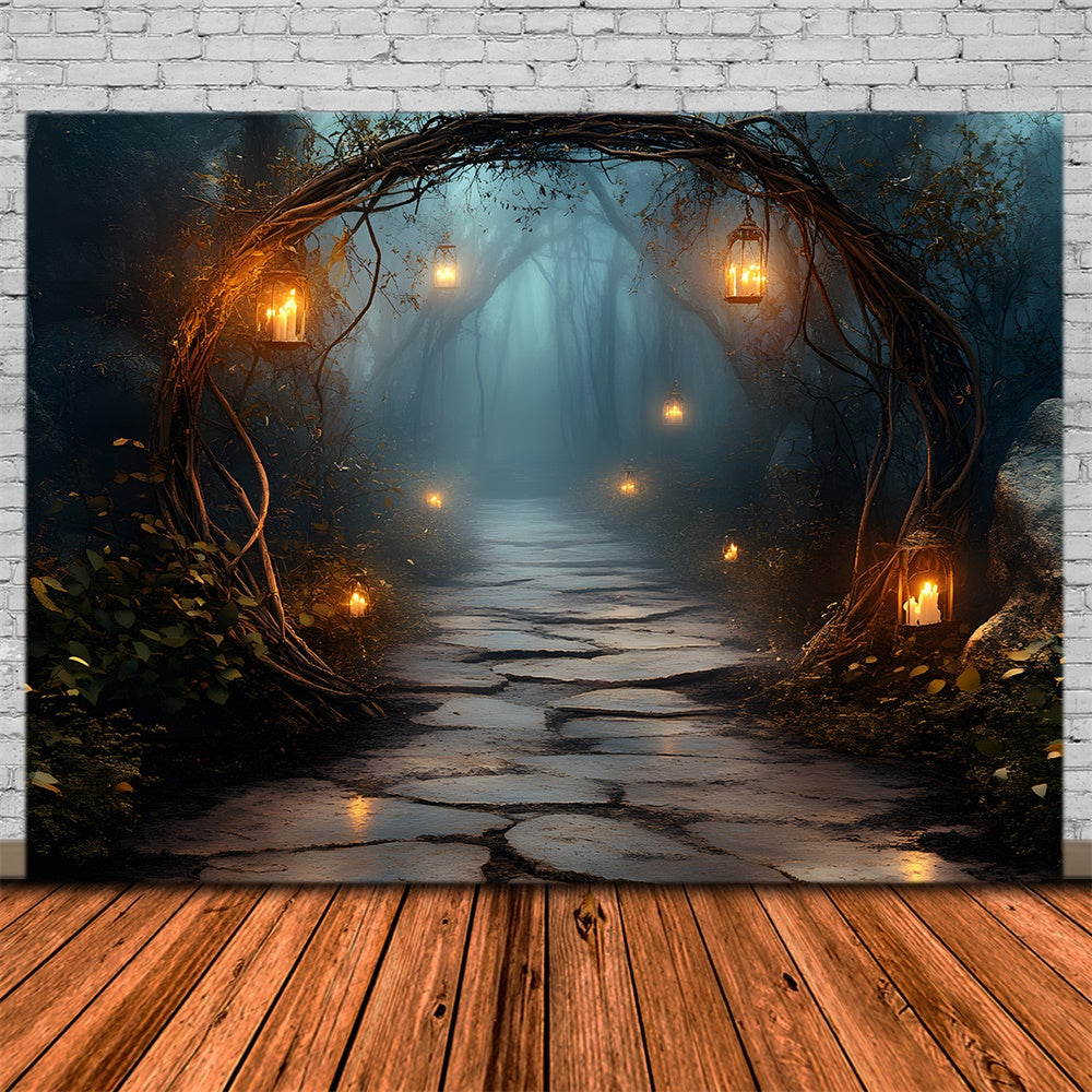 Halloween Night Mysterious Forest Entrance Backdrop RR9-90