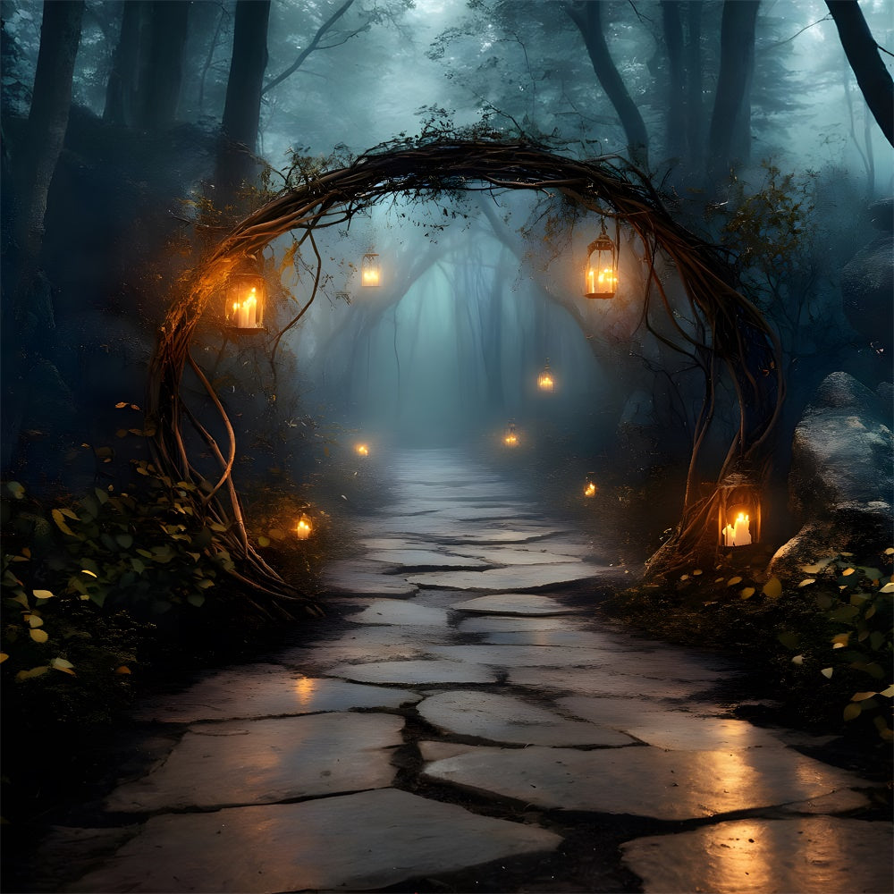 Halloween Night Mysterious Forest Entrance Backdrop RR9-90