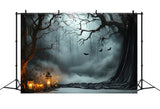 Halloween Mist Forest Bats Photography Backdrop RR9-92