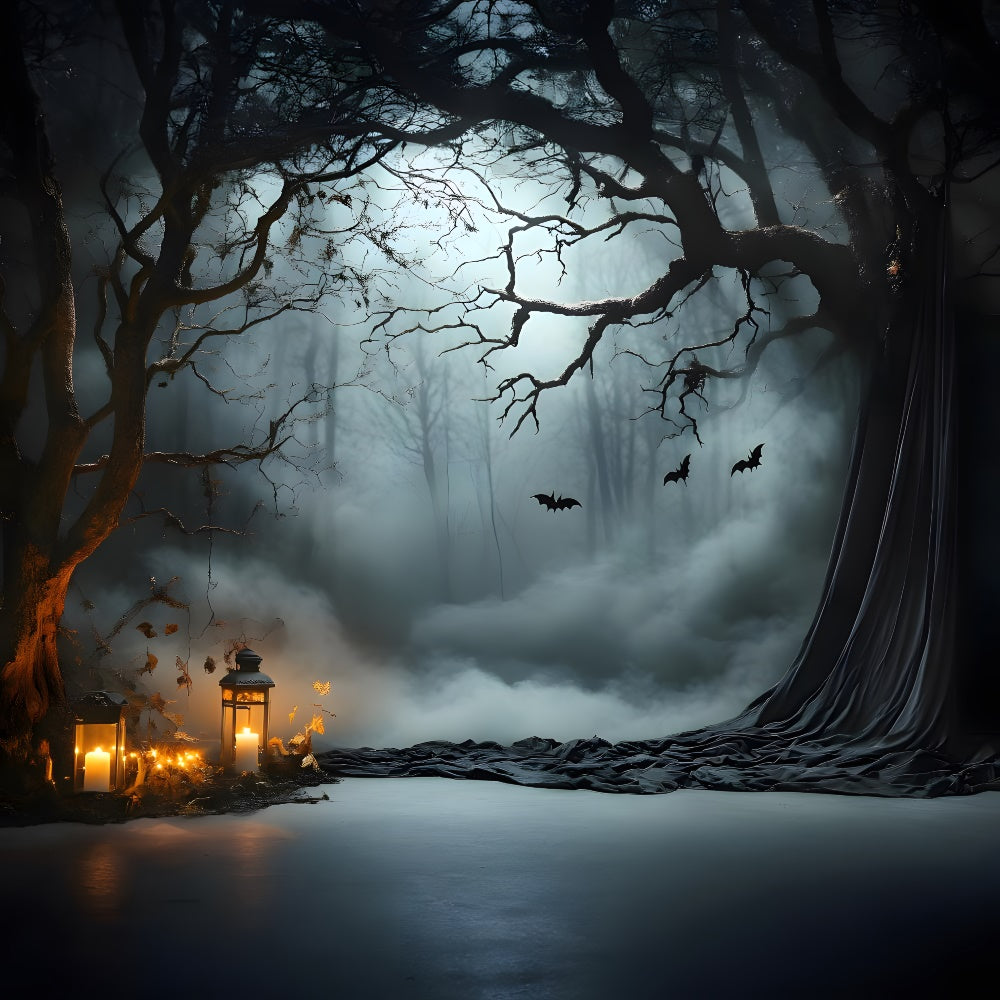 Halloween Mist Forest Bats Photography Backdrop RR9-92