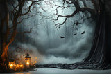 Halloween Mist Forest Bats Photography Backdrop RR9-92