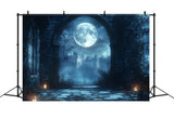 Halloween Full Moon Castle Arch Door Backdrop RR9-93