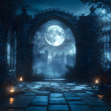 Halloween Full Moon Castle Arch Door Backdrop RR9-93