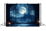 Halloween Haunted Castle Moon Night Backdrop RR9-94