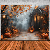 Halloween Maple Leaves Pumpkin House Backdrop RR9-95