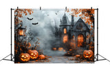 Halloween Haunted House Foggy Forest Backdrop RR9-96