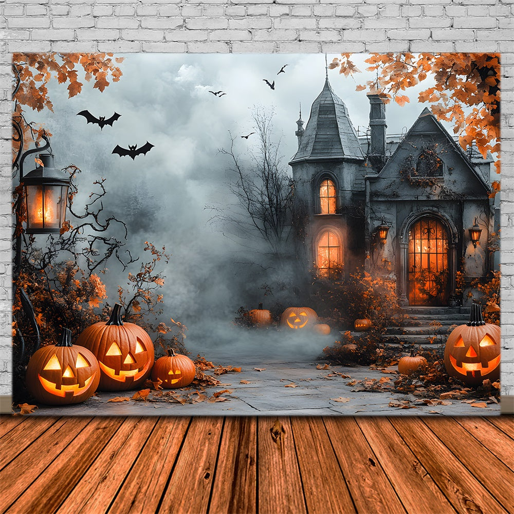 Halloween Haunted House Foggy Forest Backdrop RR9-96