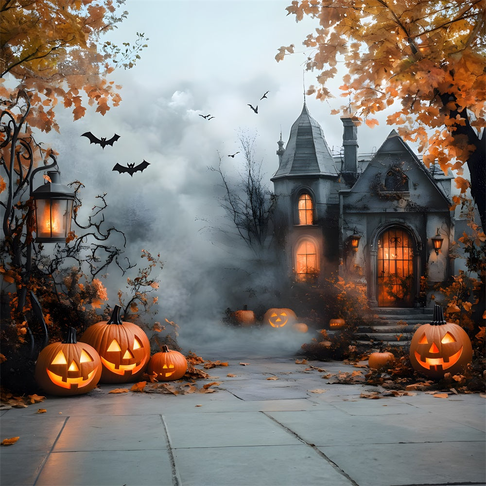 Halloween Haunted House Foggy Forest Backdrop RR9-96