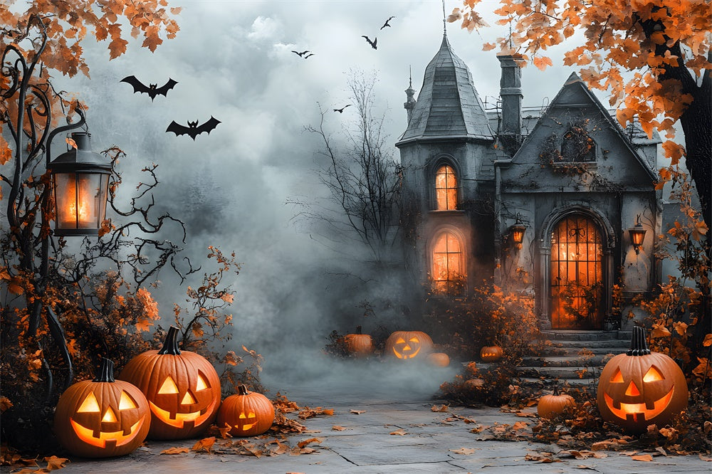 Halloween Haunted House Foggy Forest Backdrop RR9-96