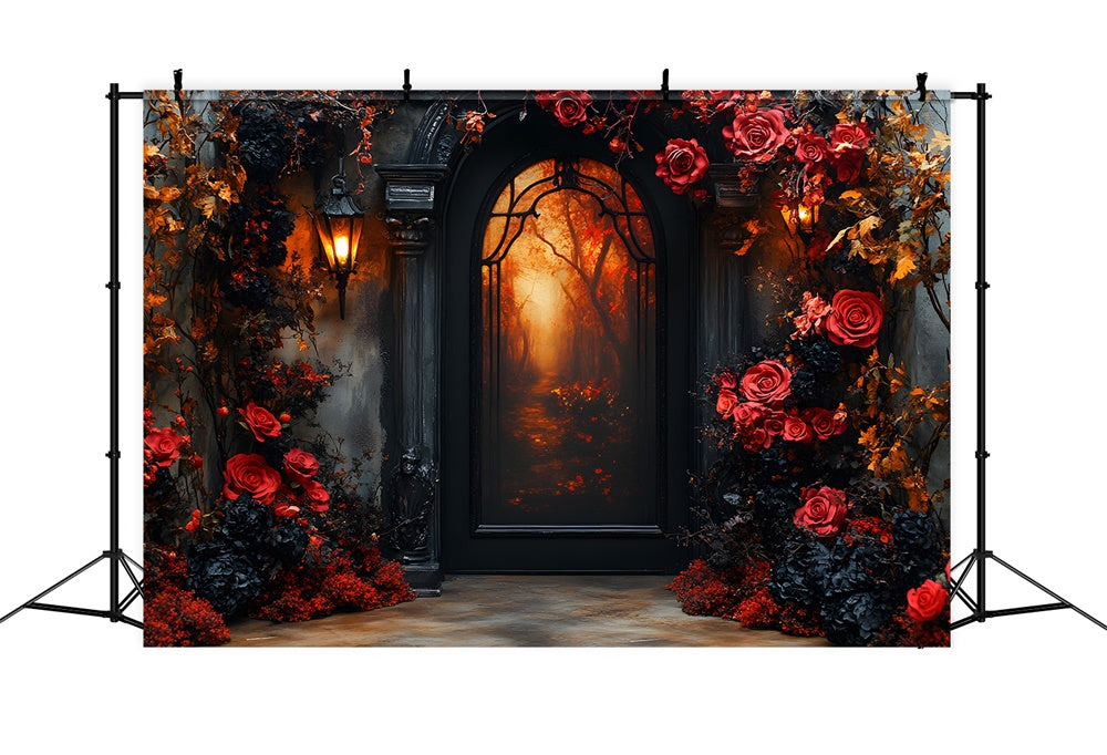 Halloween Arch Door Flowers Garland Backdrop RR9-98