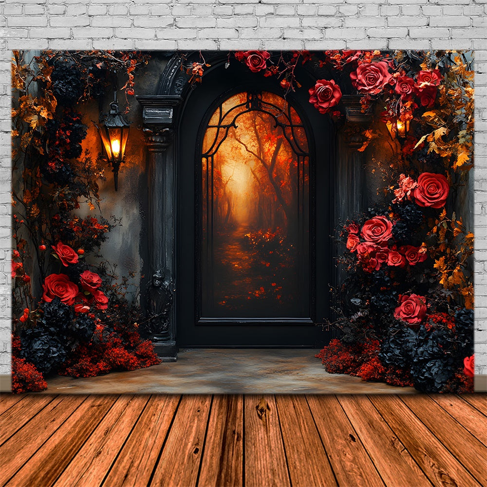 Halloween Arch Door Flowers Garland Backdrop RR9-98