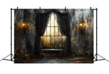 Halloween Mottled Wall Black Curtain Window Backdrop RR9-99