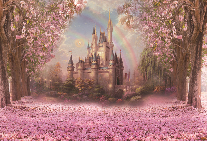 Fantastic Castle Pink Flower Backdrops for Photography S-2711