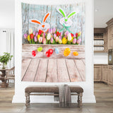 Easter Eggs Bunny Spring  Flowers Decorations Backdrop for Photo Studio S-897