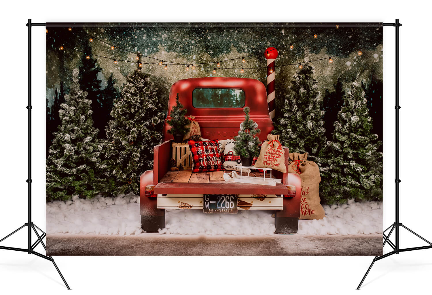 Red Car Christmas Tree Photography Backdrop SH-960