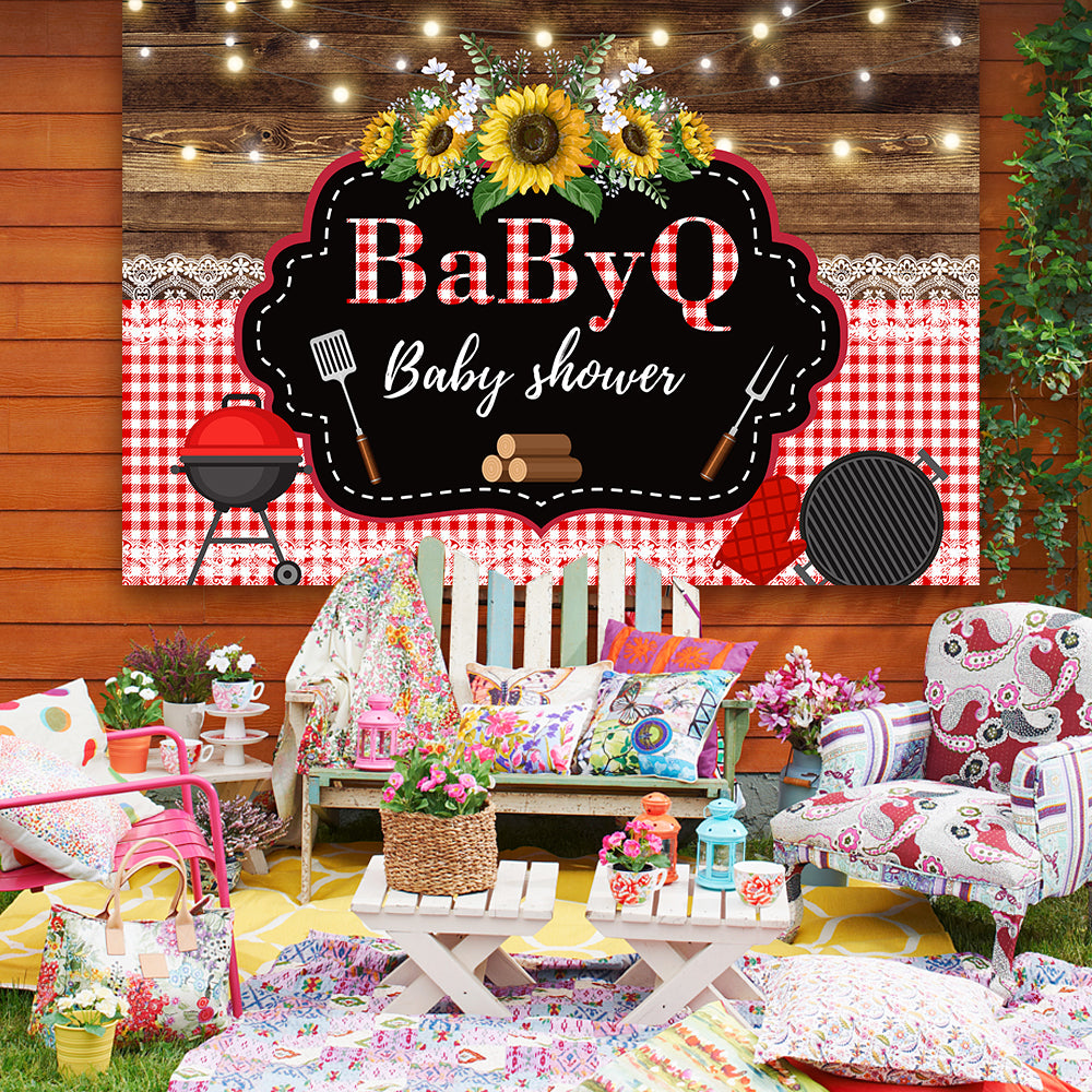 Custom Baby Shower BBQ Party Theme Backdrop TKH1581