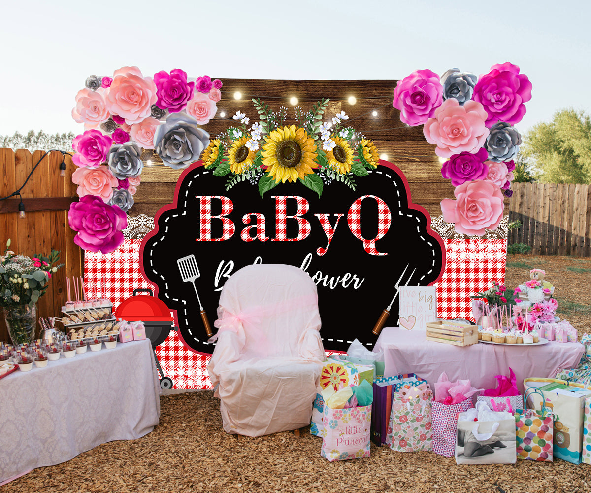 Custom Baby Shower BBQ Party Theme Backdrop TKH1581