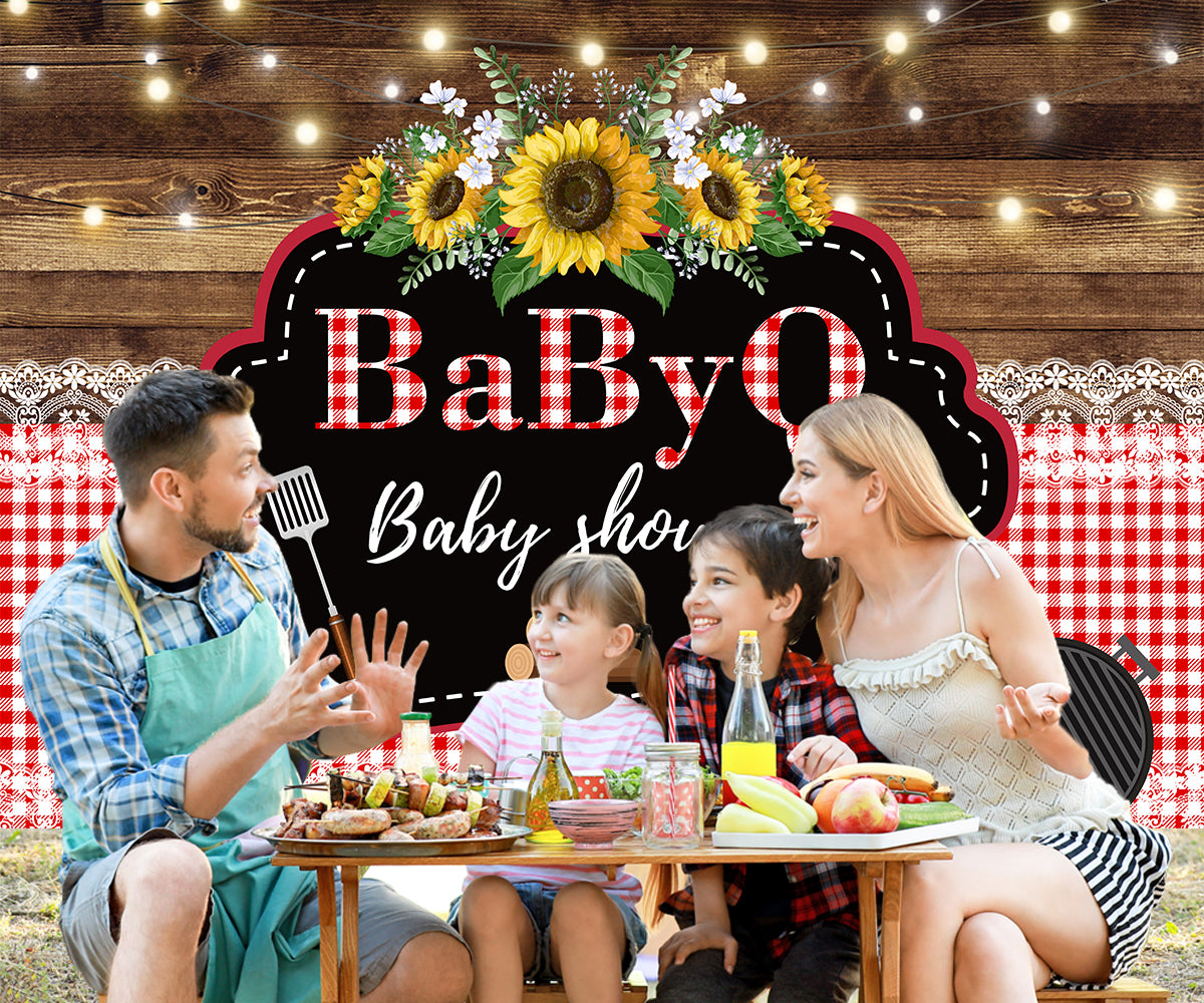 Custom Baby Shower BBQ Party Theme Backdrop TKH1581