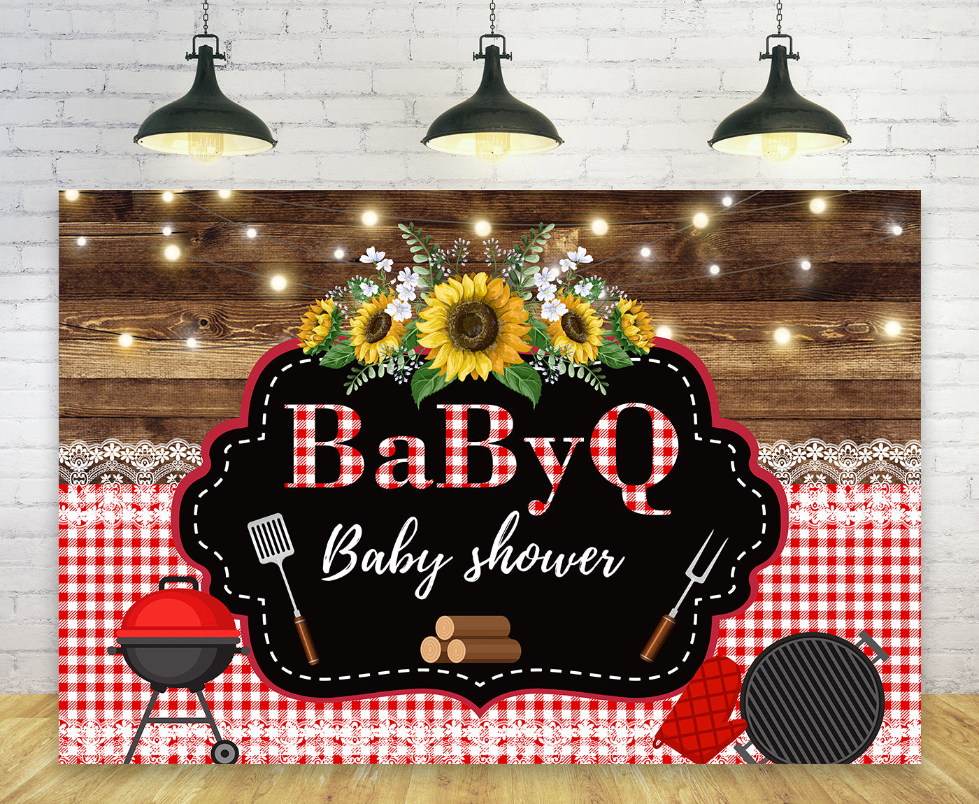 Custom Baby Shower BBQ Party Theme Backdrop TKH1581