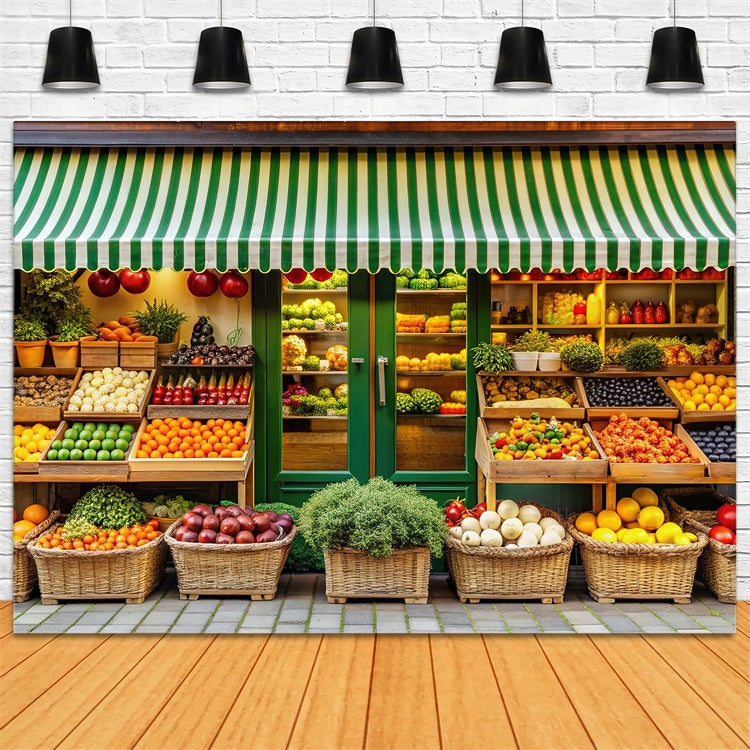 Spring Backdrops Colorful Farmers Market Fruit Stand Backdrop TWW2-1