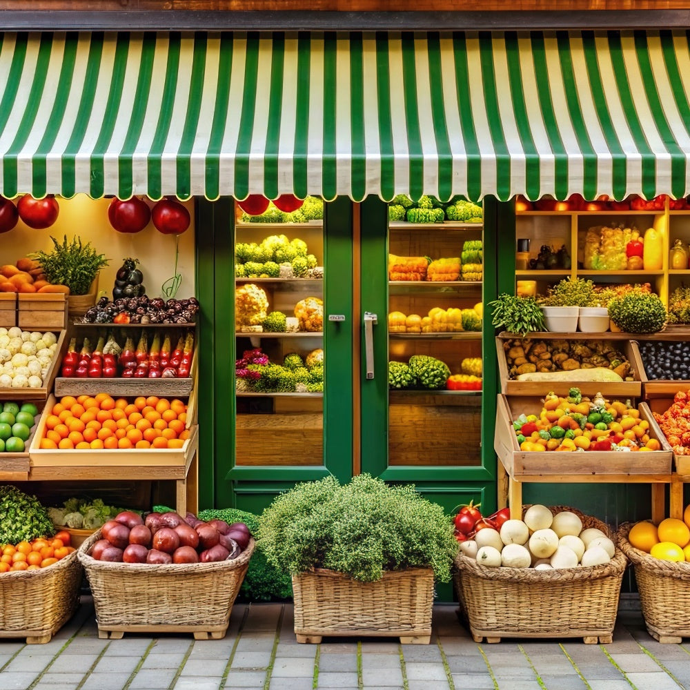 Spring Backdrops Colorful Farmers Market Fruit Stand Backdrop TWW2-1