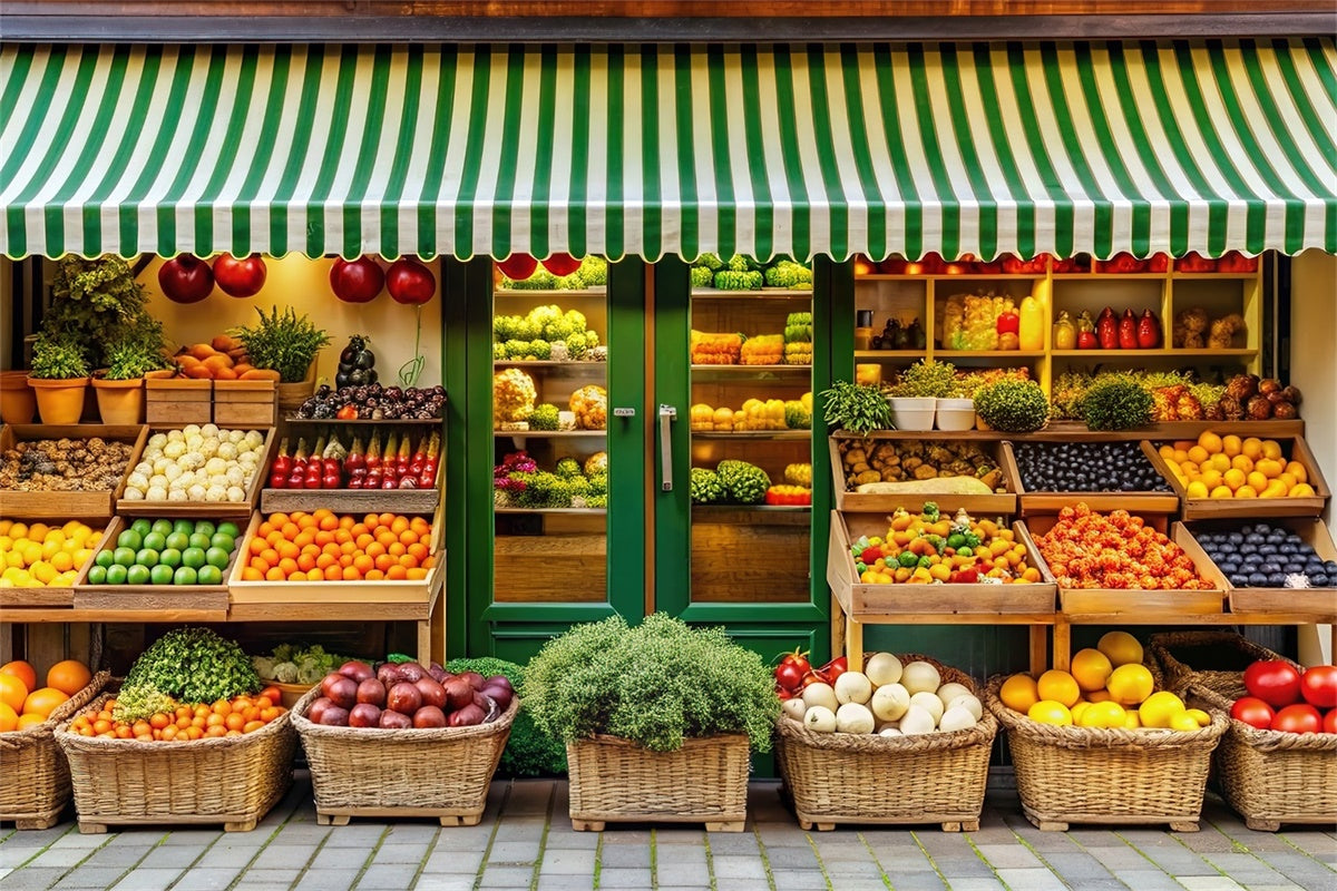 Spring Backdrops Colorful Farmers Market Fruit Stand Backdrop TWW2-1