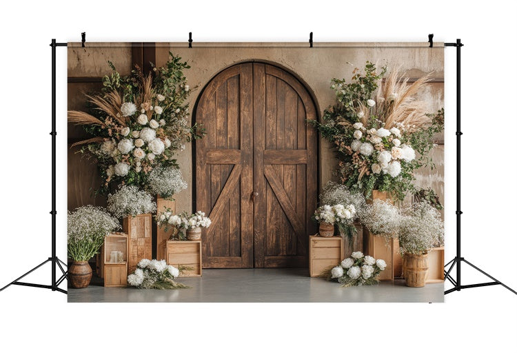 Spring Backdrop Rustic Wooden Archway Floral Backdrop TWW2-10