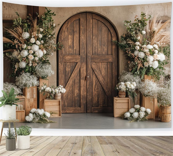 Spring Backdrop Rustic Wooden Archway Floral Backdrop TWW2-10