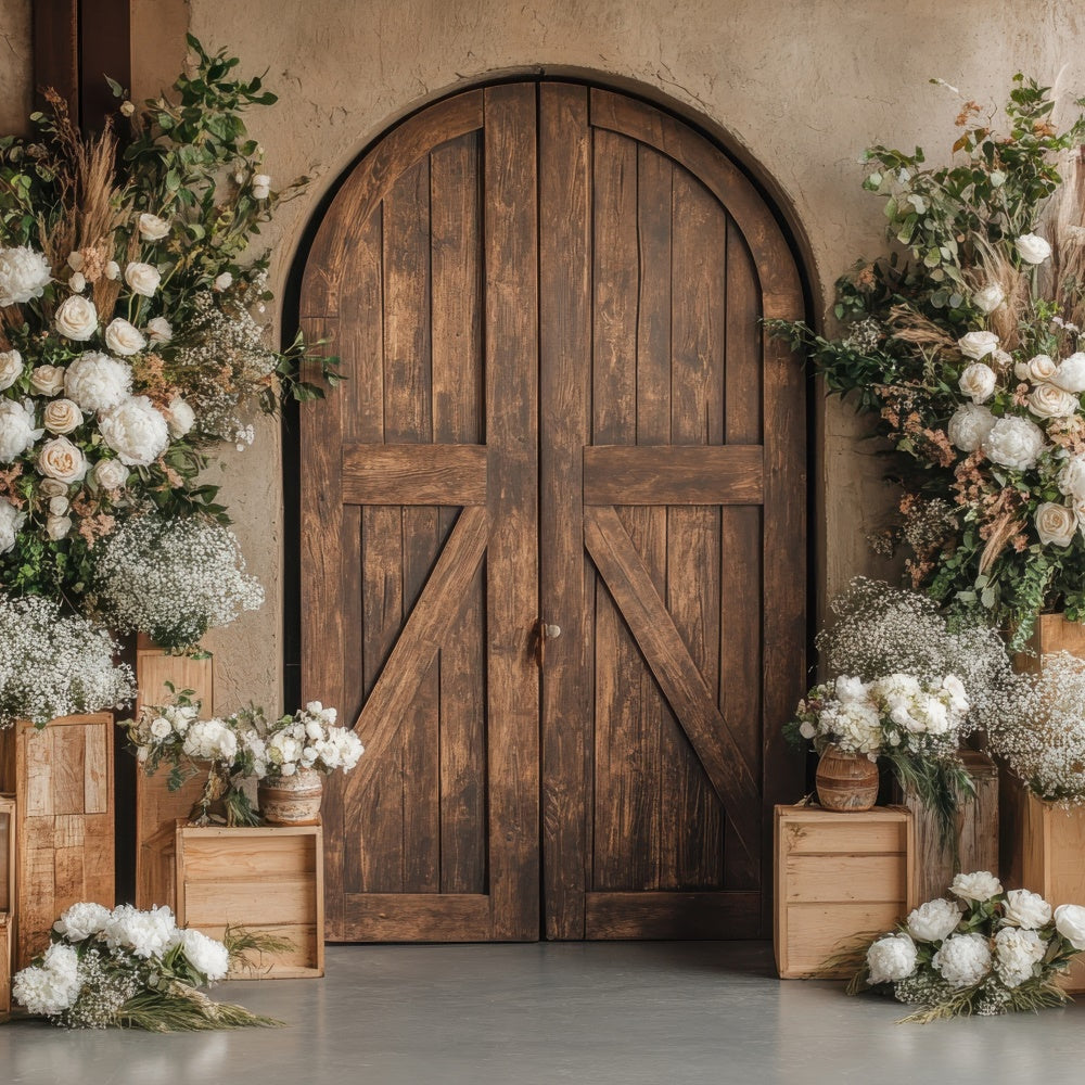 Spring Backdrop Rustic Wooden Archway Floral Backdrop TWW2-10